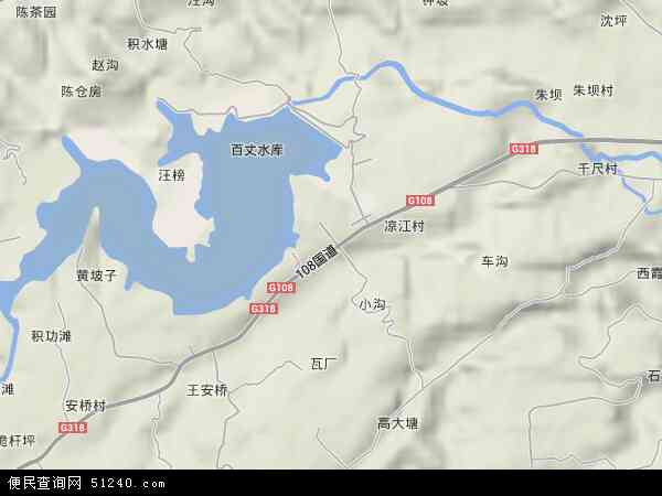 中国四川省雅安市名山区百丈镇地图(卫星地图)图片