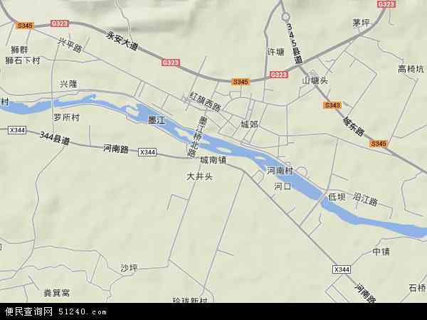 中国广东省韶关市始兴县城南镇地图(卫星地图)图片