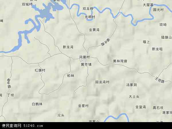 中国四川省自贡市沿滩区黄市镇地图(卫星地图)图片
