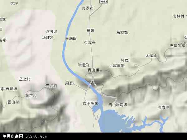 中国湖北省咸宁市崇阳县青山镇地图(卫星地图)图片