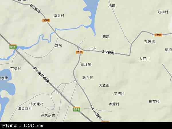 中国海南省海口市美兰区三江镇地图(卫星地图