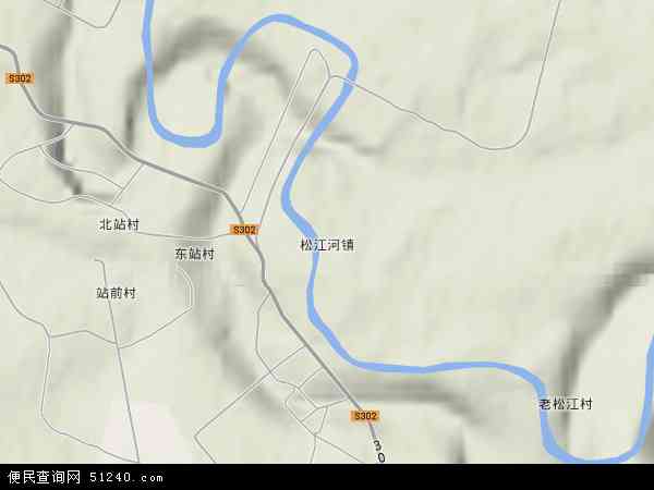 中国吉林省白山市抚松县松江河镇地图(卫星地图)