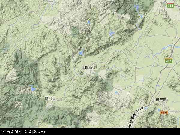 中国广东省揭阳市揭西县县苗圃场地图(卫星地图)