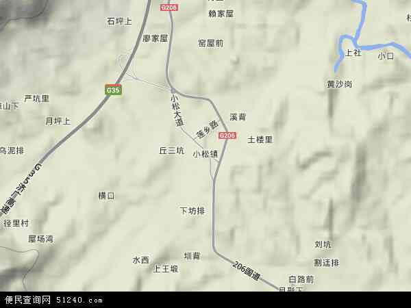 中国江西省赣州市石城县小松镇地图(卫星地图)图片