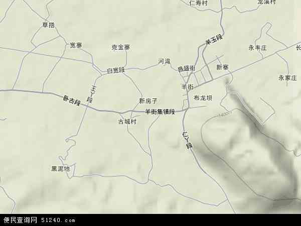 中国云南省红河哈尼族彝族自治州开远市羊街乡地图(卫星地图)图片