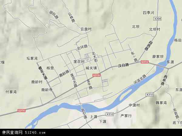 陕西省汉中市西乡县城关镇地图(地图)