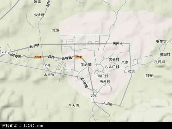 中国云南省文山壮族苗族自治州广南县莲城镇地图(卫星地图)图片