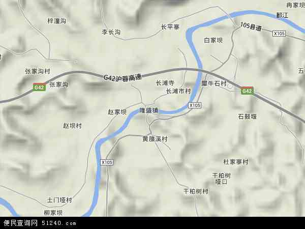 中国四川省遂宁市大英县隆盛镇地图(卫星地图)图片