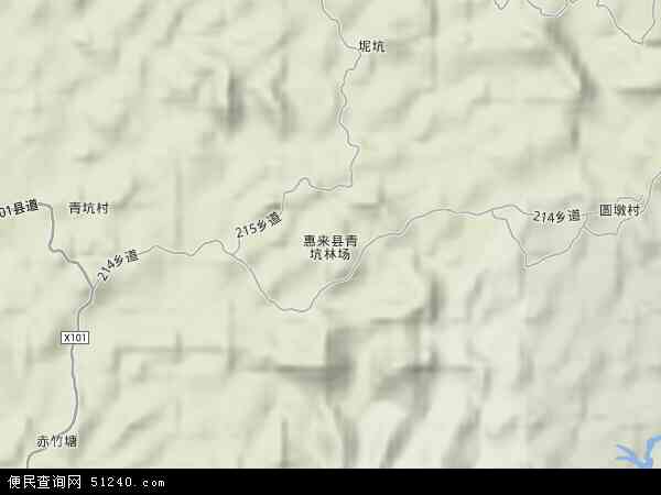 中国广东省揭阳市惠来县青坑林场地图(卫星地图)图片