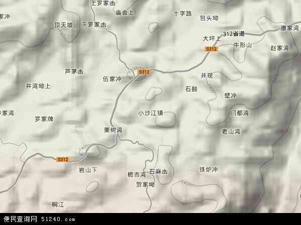 中国湖南省邵阳市隆回县小沙江镇地图(卫星地