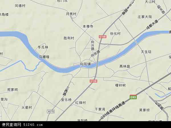 中国四川省德阳 /strong>市广汉市向阳镇地图(卫星地图)图片