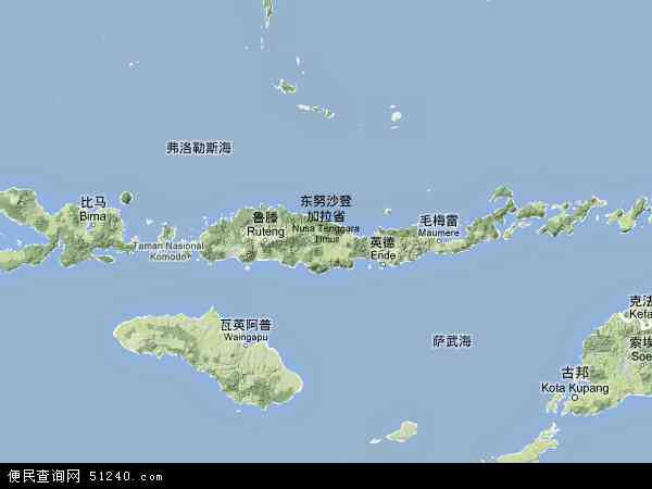 印度尼西亚东努沙登加拉地图(卫星地图)