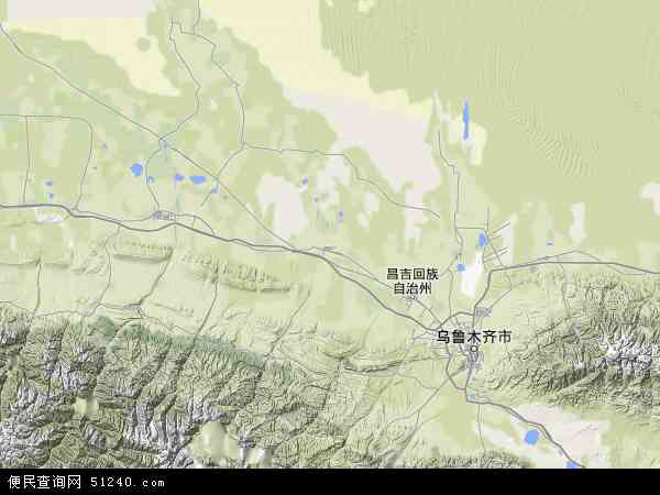 中国新疆维吾尔自治区昌吉回族自治州呼图壁县兵团一零五团地图(卫星图片