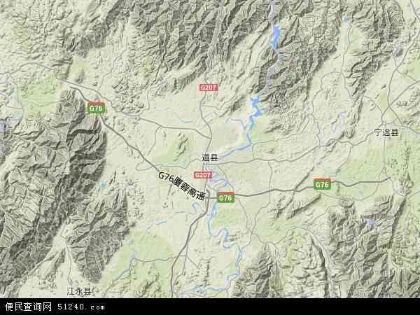 道县月岩林场地形地图图片