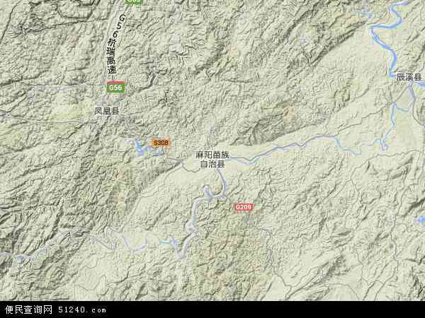 中国湖南省怀化市麻阳苗族自治县地图(卫星地图)