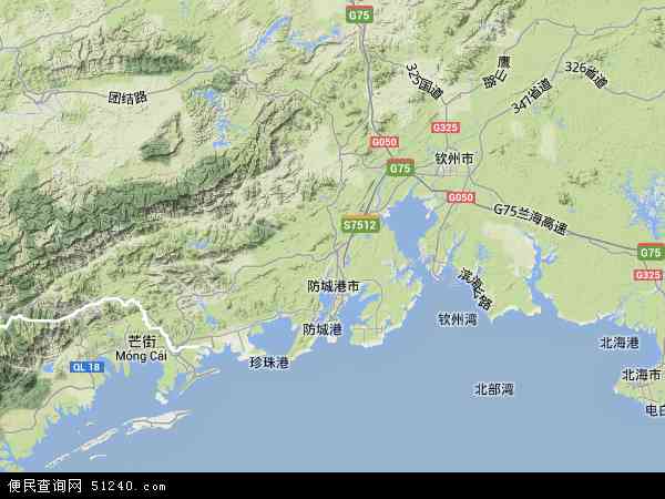 中国广西壮族自治区防城港市防城区小峰经济作物场地图(卫星地图)图片