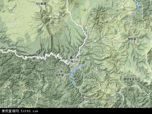 中国吉林省白山市长白朝鲜族自治县地图(卫星