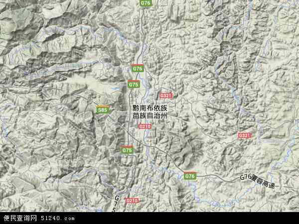 中国贵州省黔南布依族苗族自治州地图(卫星地图)图片