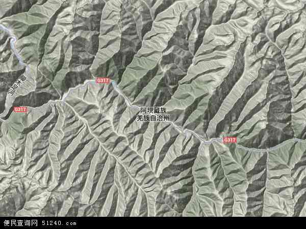 中国四川省阿坝藏族羌族自治州地图(卫星地图