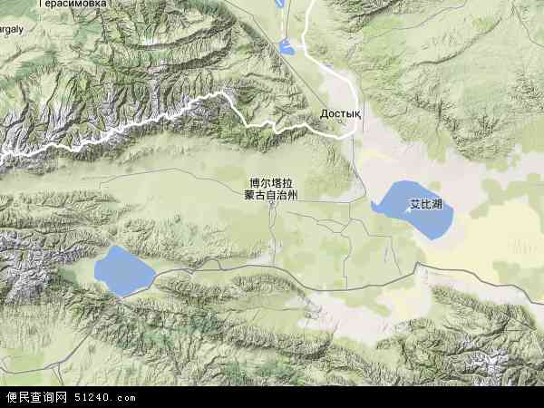中国新疆维吾尔自治区博尔塔拉蒙古自治州博乐市地图(卫星地图)图片