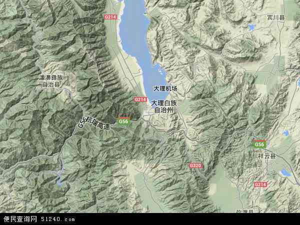 中国云南省大理白族自治州大理市地图(卫星地图)图片