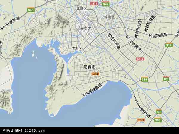中国江苏省无锡市地图(卫星地图)图片