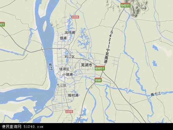 中国安徽省芜湖市地图(卫星地图)