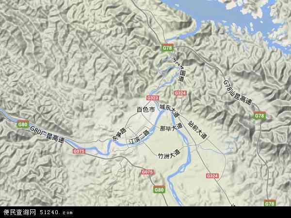 中国广西壮族自治区百色市地图(卫星地图)图片