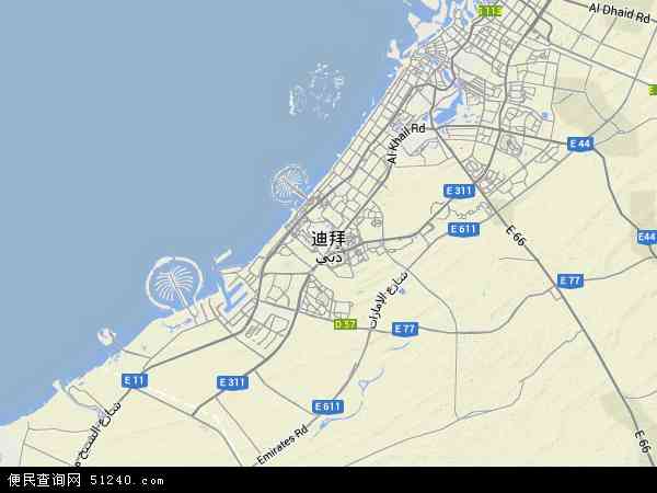 迪拜地图+-+迪拜卫星地图
