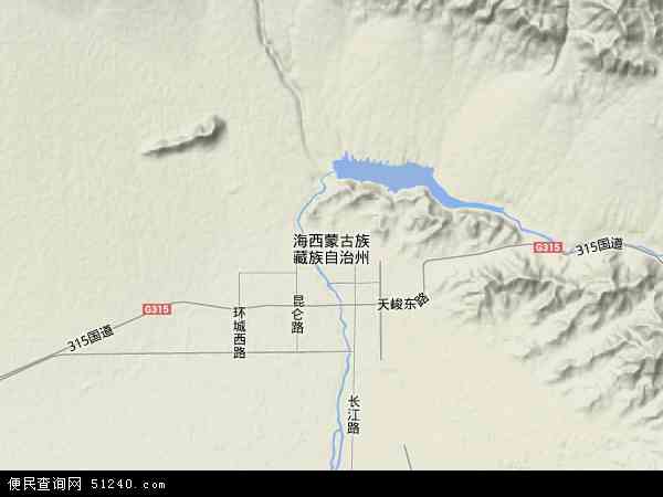 州地形图 海西蒙古族州地处青藏高原北部,青海省西部