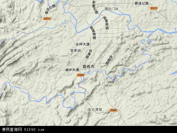 中国湖南省娄底市地图(卫星地图)图片