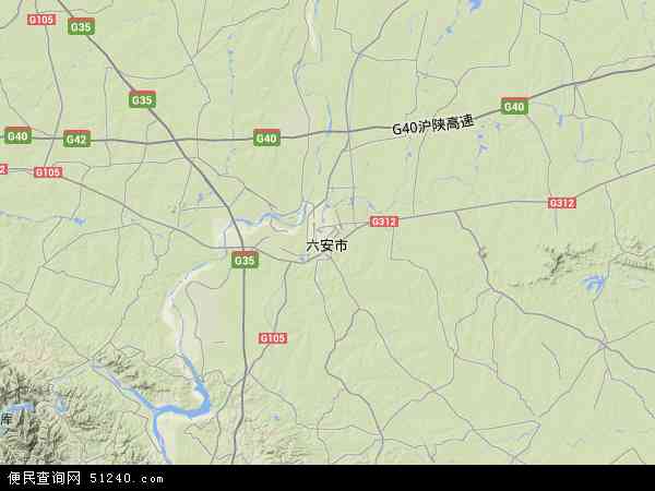 中国安徽省六安市地图(卫星地图)图片