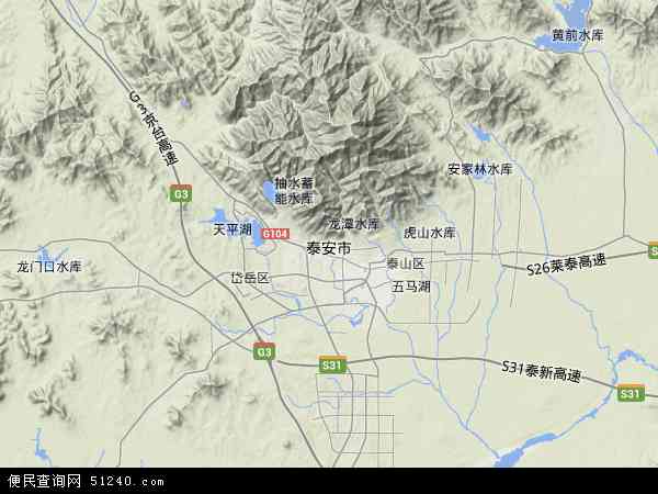 中国山东省泰安市地图(卫星地图)图片