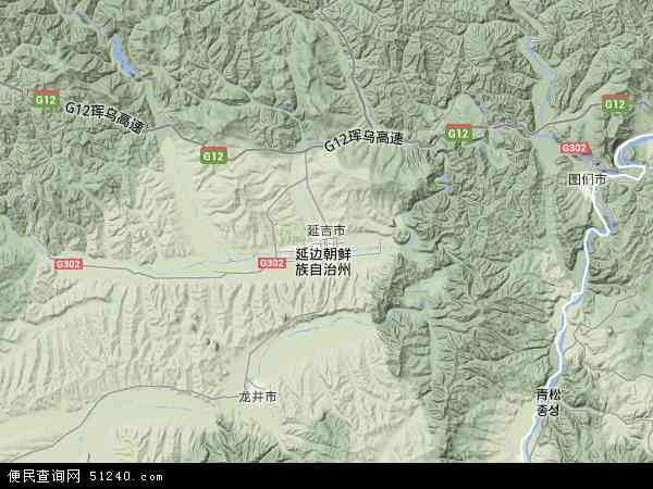 20延吉市地形图 延吉市位于吉林省东部,长白山脉北麓.