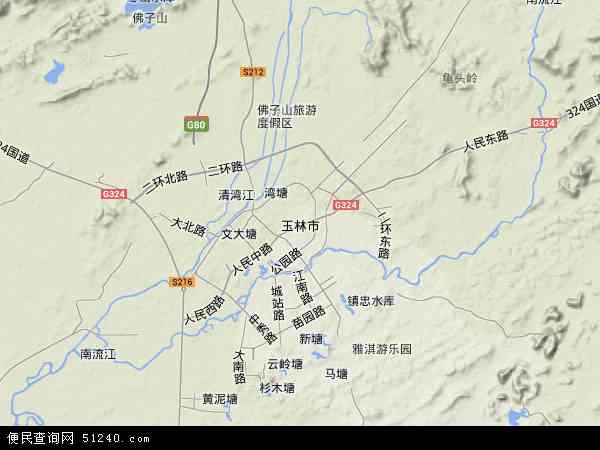 中国广西壮族自治区玉林市地图(卫星地图)图片