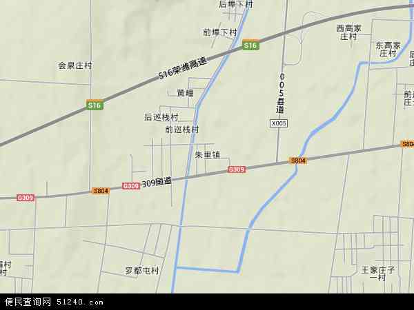 中国山东省潍坊市寒亭区朱里地图(卫星地图)图片
