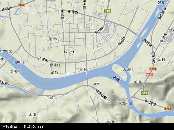 中国浙江省丽水市莲都区紫金地图(卫星地图)图片