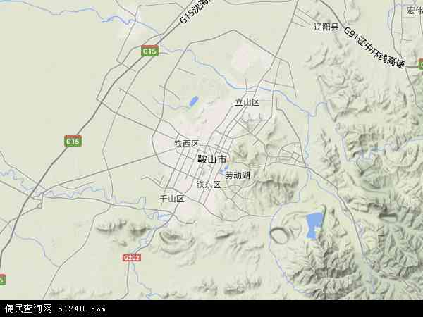 中国辽宁省鞍山市地图(卫星地图)图片