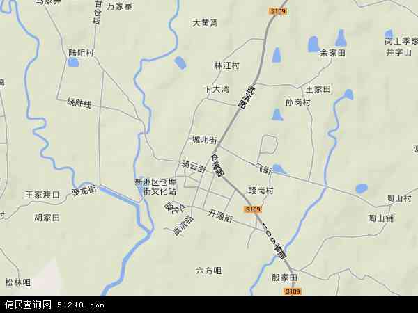 中国湖北省武汉市新洲区仓埠地图(卫星地图)