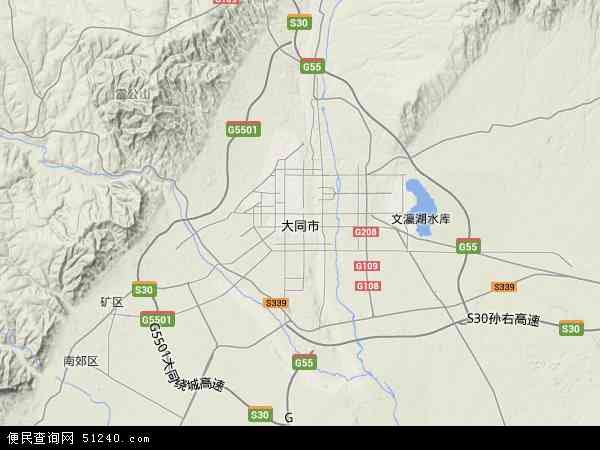 中国山西省大同市地图(卫星地图)图片