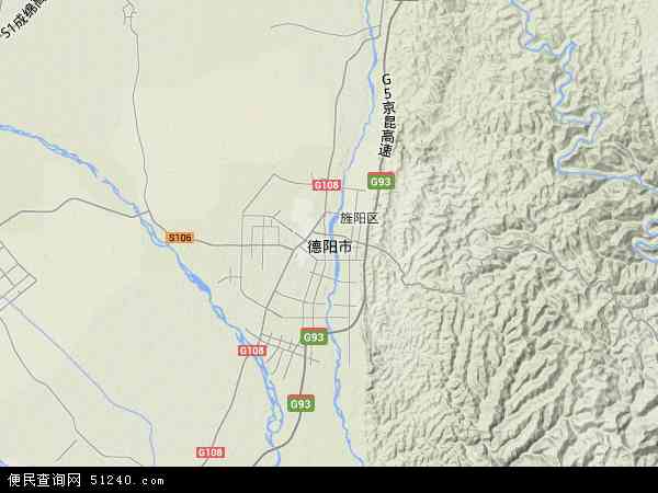 中国四川省德阳市地图(卫星地图)图片