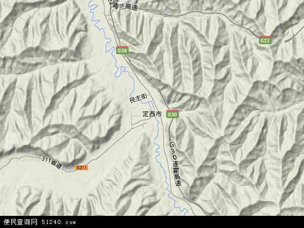 甘肃省定西市地图(地图)