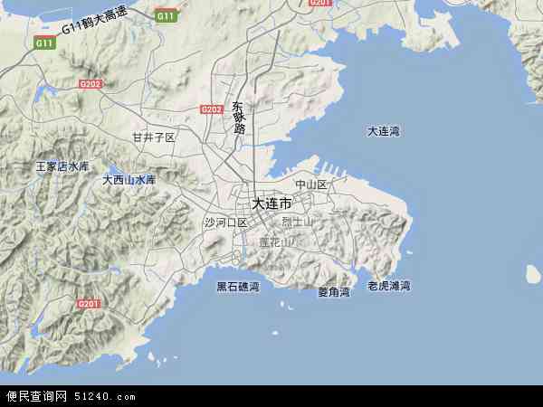 中国辽宁省大连市地图(卫星地图)图片