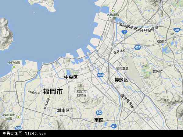日本福冈地图(卫星地图)图片