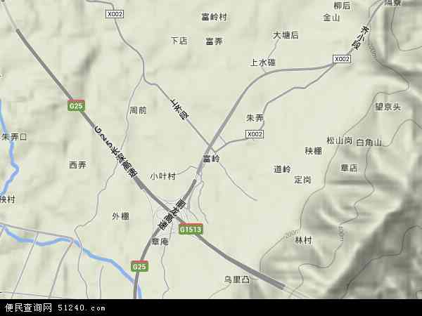 中国浙江省丽水市莲都区富岭地图(卫星地图)