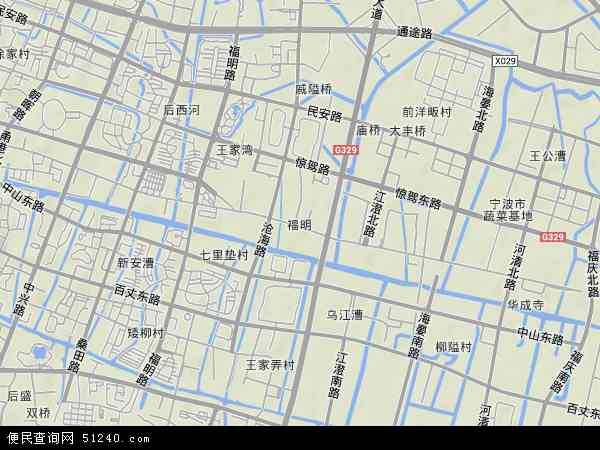 中国浙江省宁波市江东区福明地图(卫星地图)