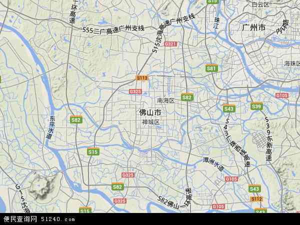 中国广东省佛山市地图(卫星地图)