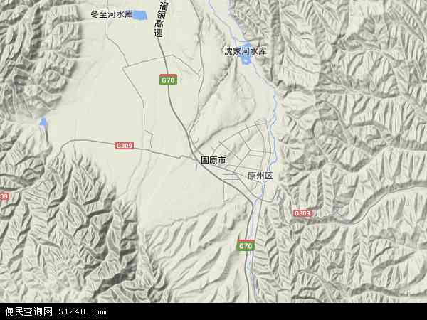中国宁夏回族自治区固原市地图(卫星地图)图片