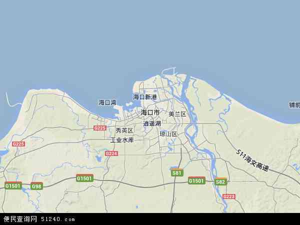 中国海南省海口市地图(卫星地图)