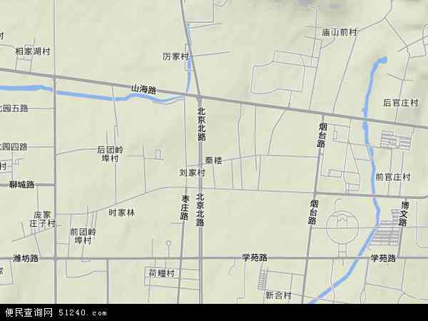 中国山东省日照市东港区秦楼地图(卫星地图)
